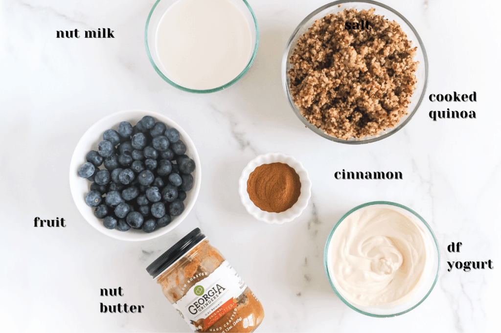 ingredients for making quinoa parfaits