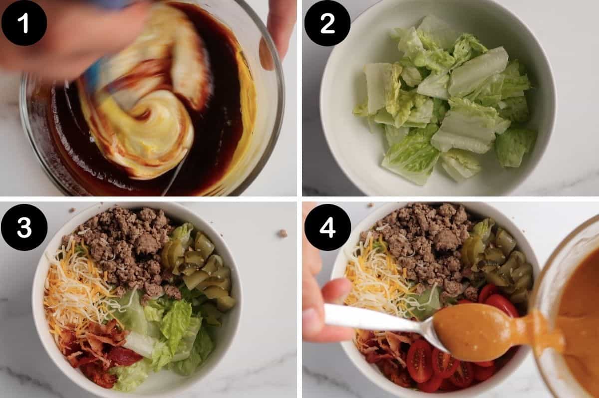 numbered steps for making this cheeseburger bowls recipe.
