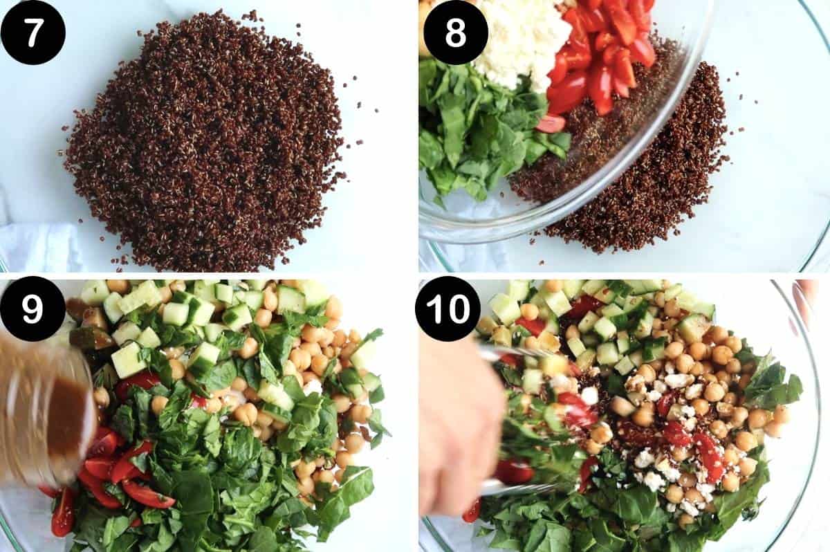 collage of steps for making the salad.