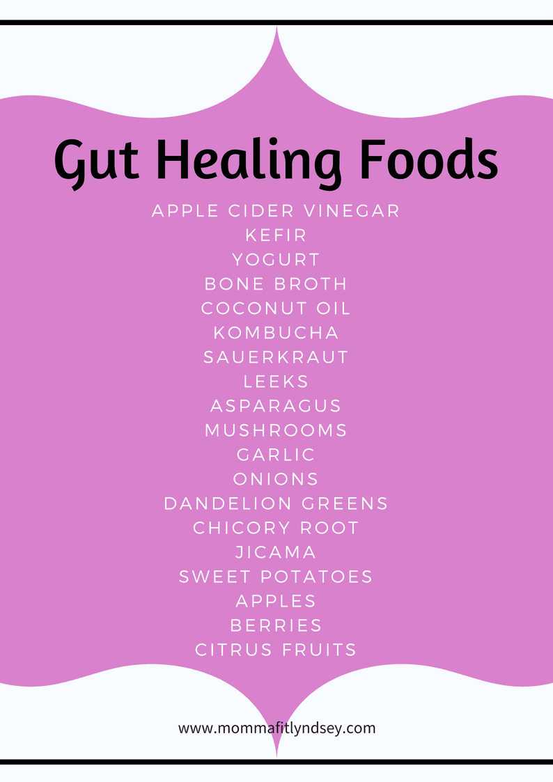 list of gut healing foods for leaky gut syndrome and to treat hormonal acne