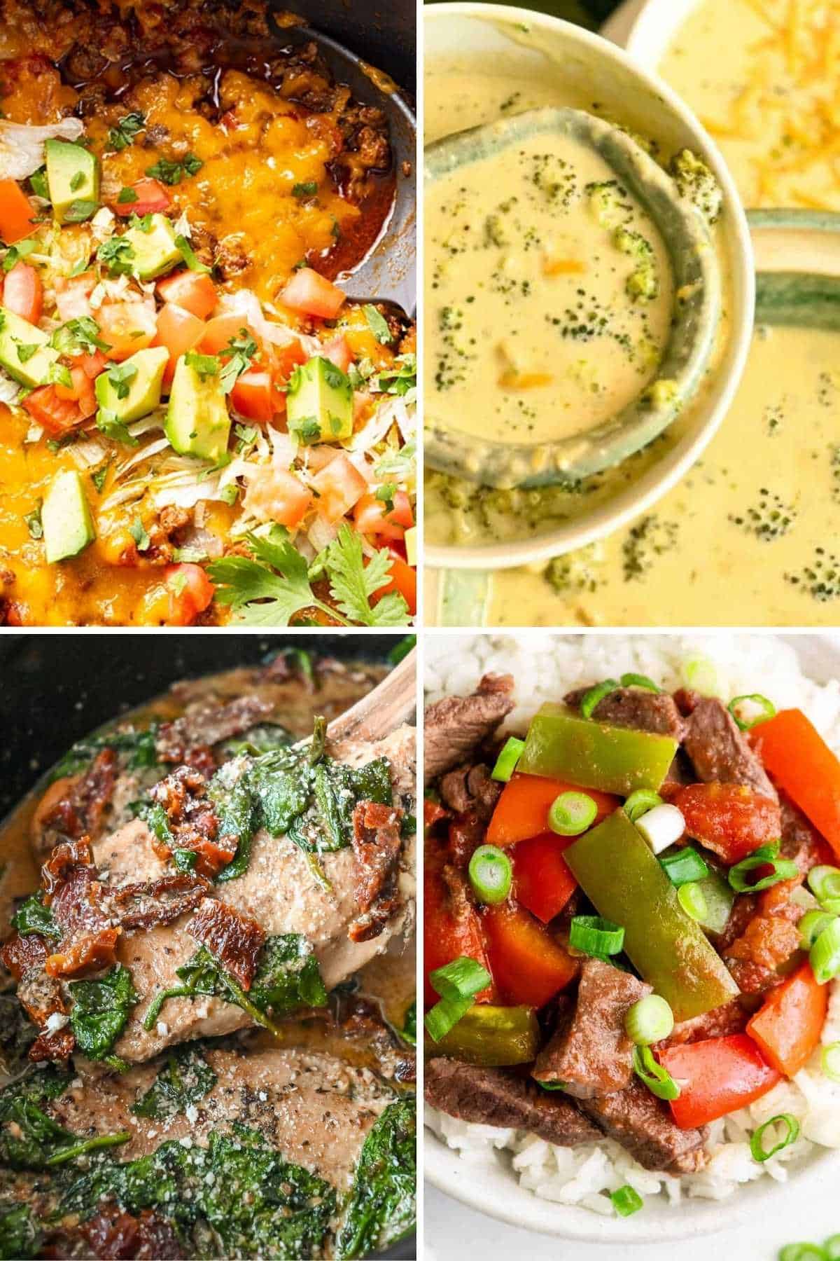 collage of keto crock pot recipes.
