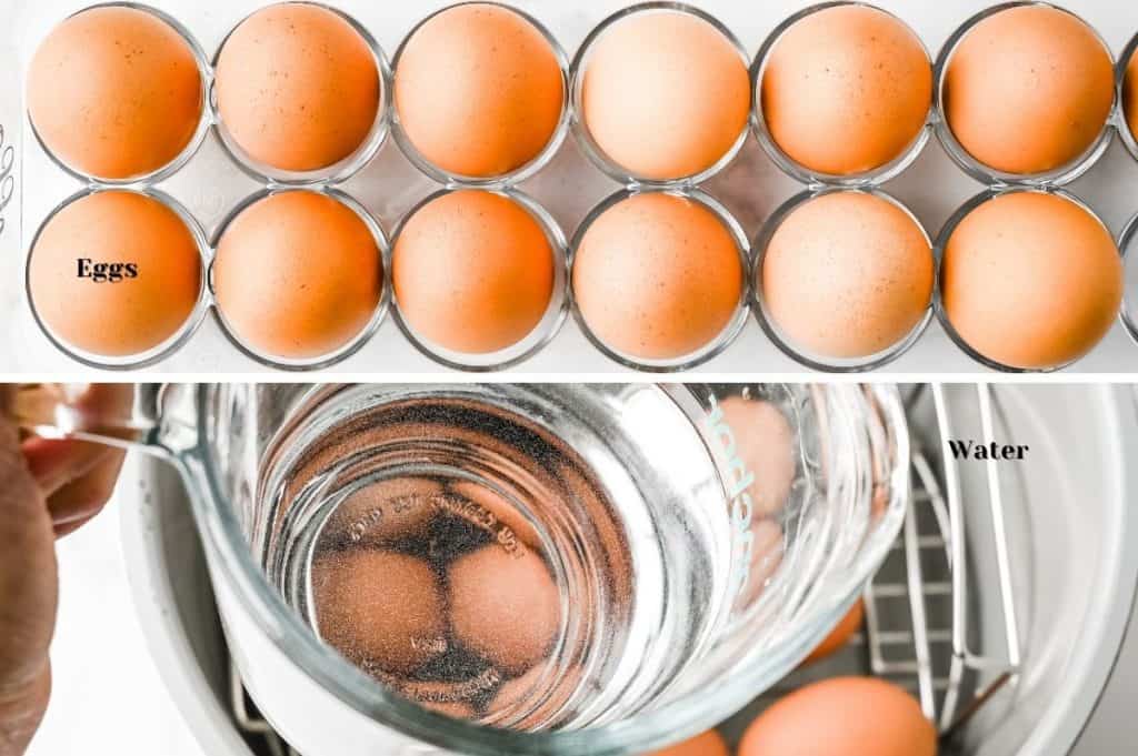 ingredients you need for this ninja foodi hard boiled eggs recipe.