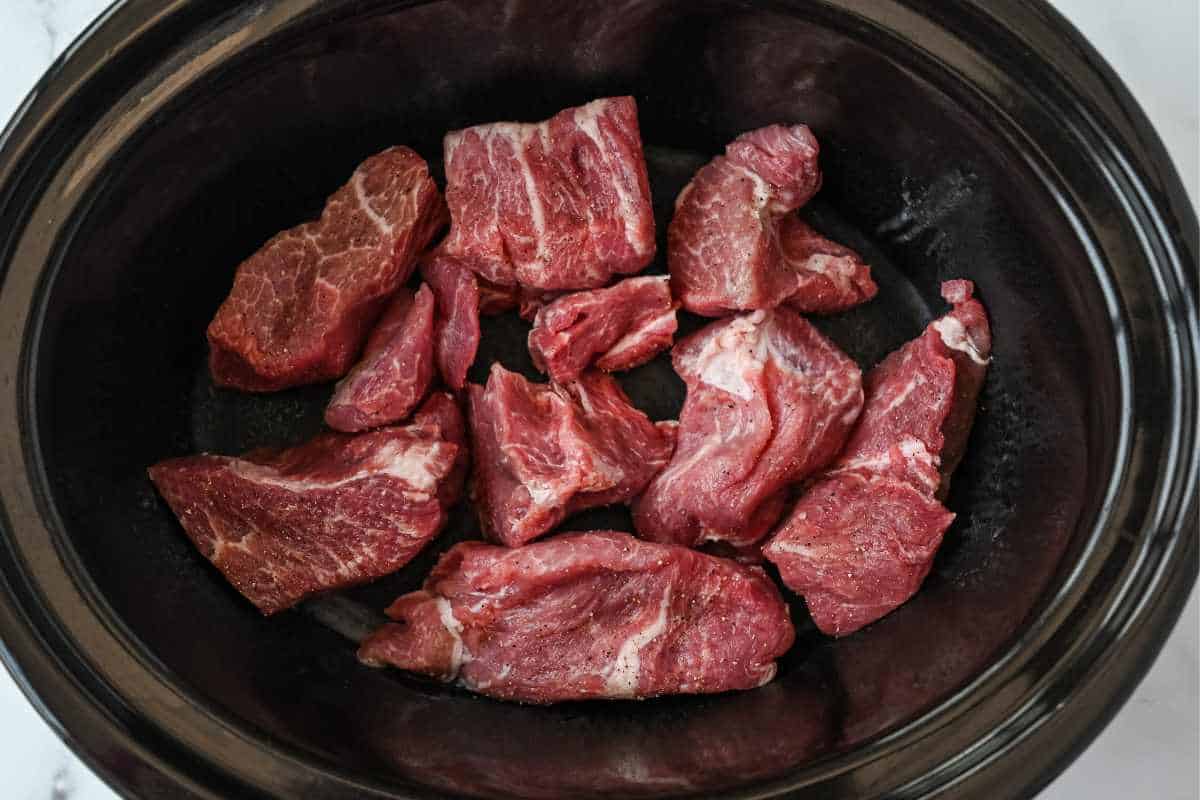 pork shoulder in a crock pot.