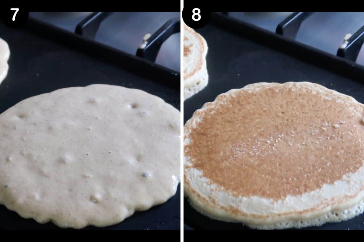 steps for making pancakes on a griddle