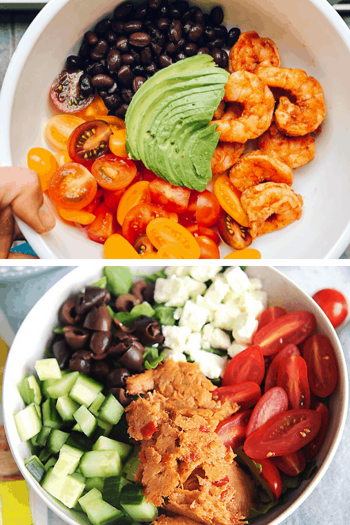 healthy pescatarian lunch bowl recipes that are easy to make for lunch. Pescatarian recipes for weight loss and pescatarian recipes for lunch