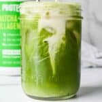 iced matcha latte with oat milk.