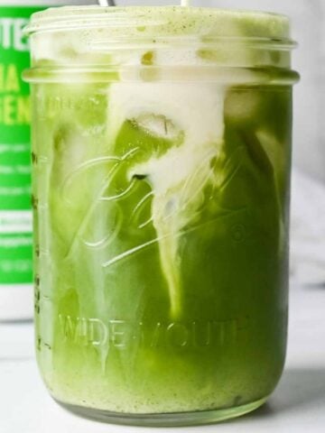 iced matcha latte with oat milk.
