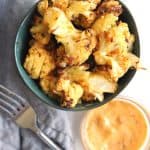 air fryer bang bang cauliflower recipe that is keto, vegan and healthy. Crispy, spicy and delicious with classic asian flavors.