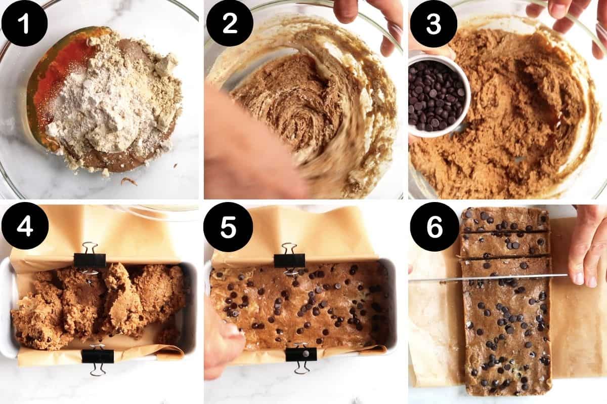 numbered collage of photos showing steps for making homemade perfect bars.