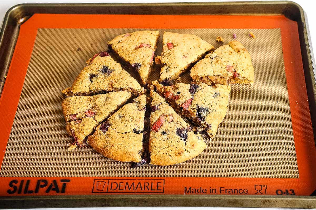 scones on a silpat after baking