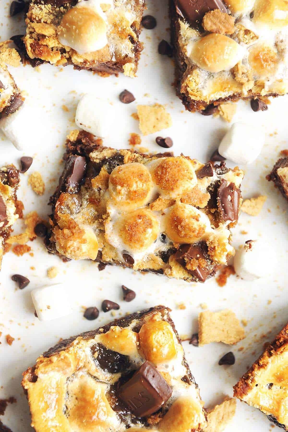 close up shot of one healthy smores bar on white background.