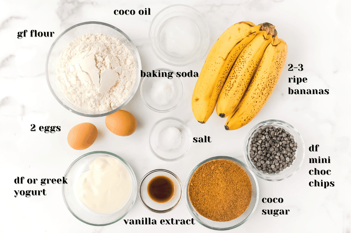 ingredients for gluten free banana bread