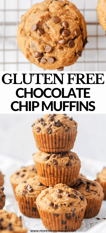 Gluten free chocolate chip muffins that are healthy! Soft and fluffy chocolate chip bakery style muffins that can be made dairy free.