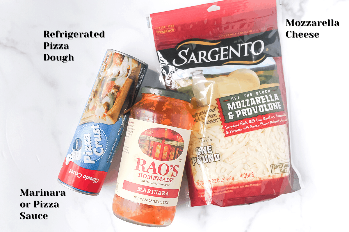 ingredients to make pizza rolls in an air fryer
