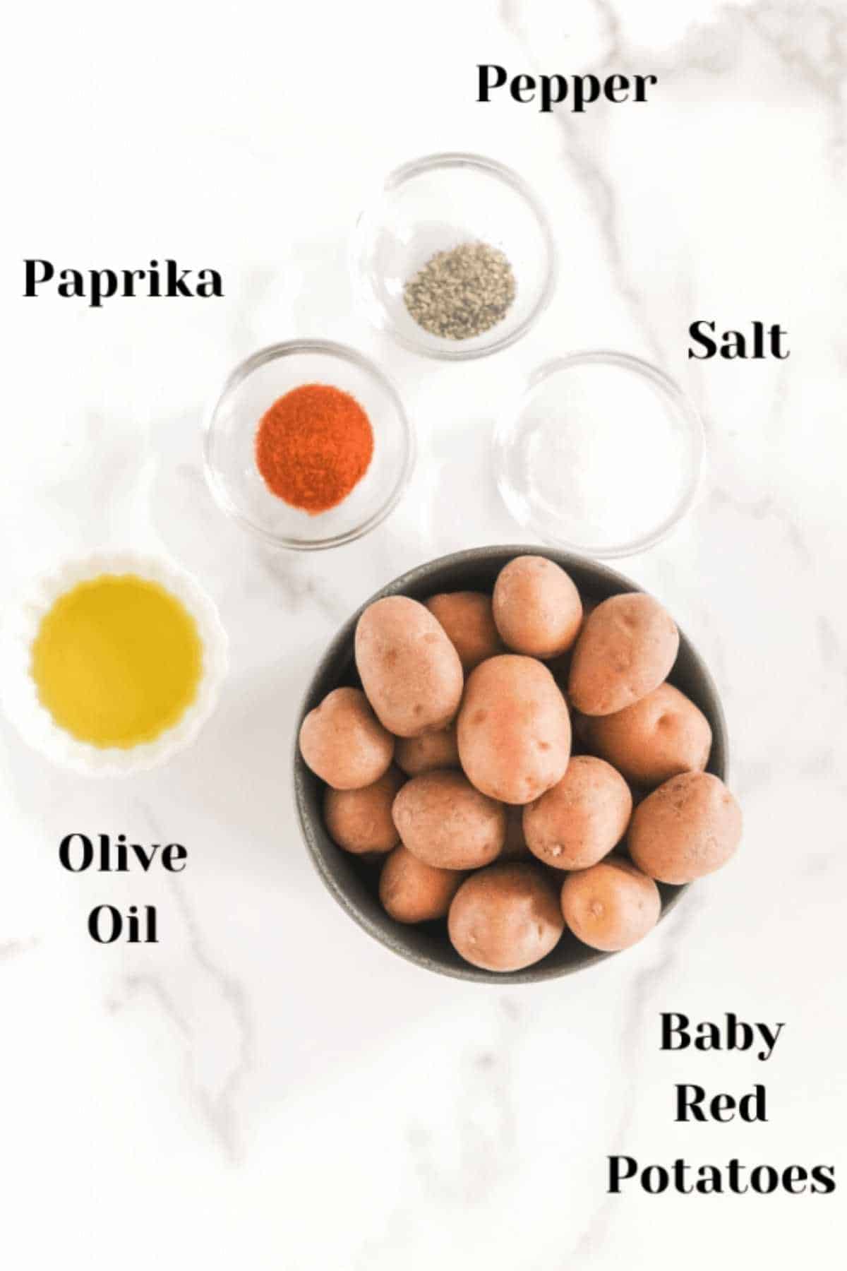 labeled ingredients photo for this air fryer breakfast potatoes recipe.