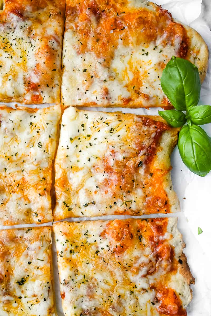 slices of homemade flatbread pizza