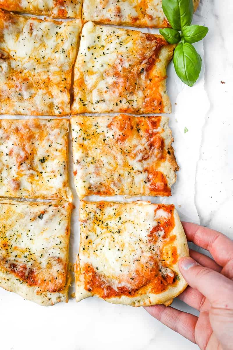 slices of homemade flatbread pizza