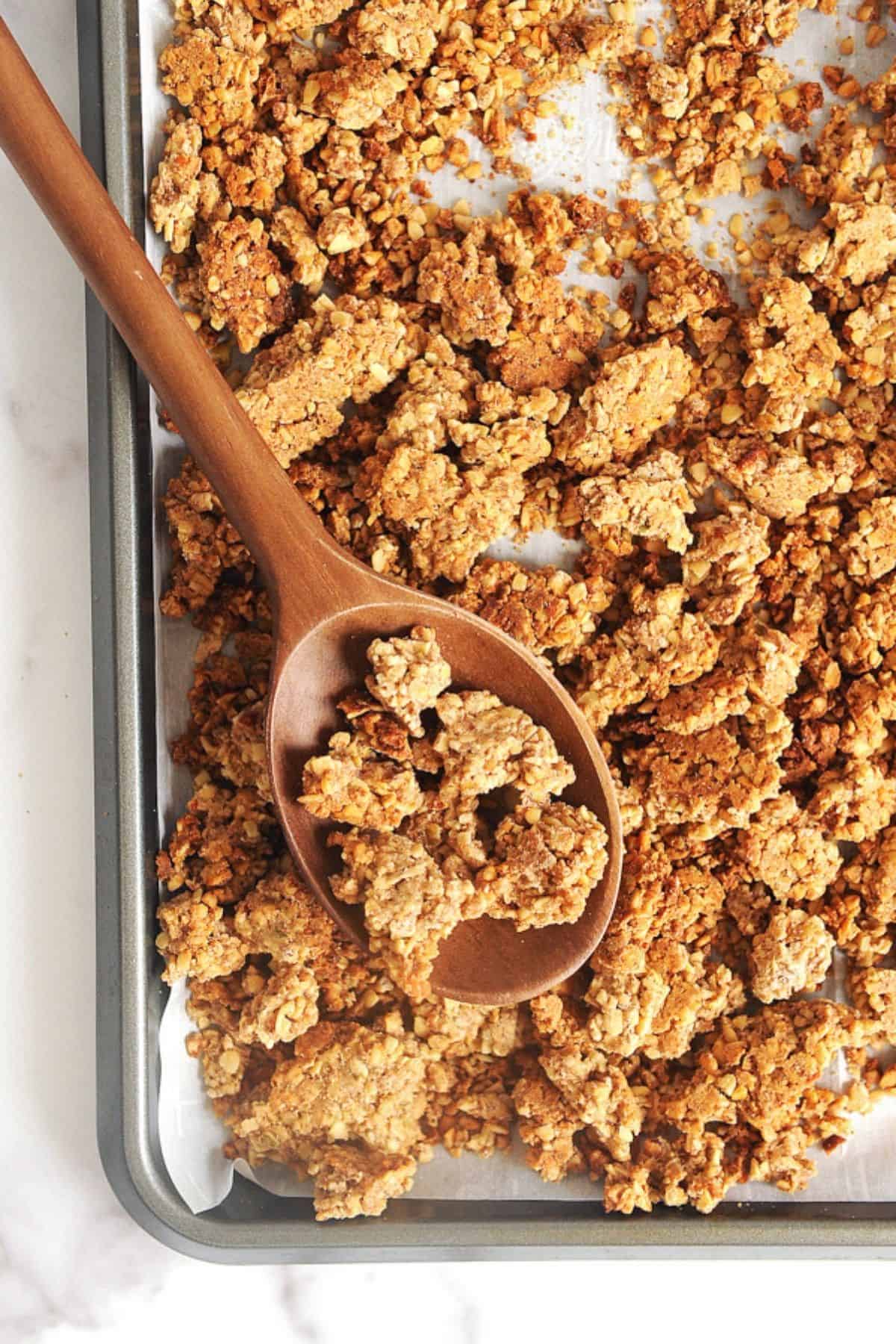 gluten free granola on a sheet pan