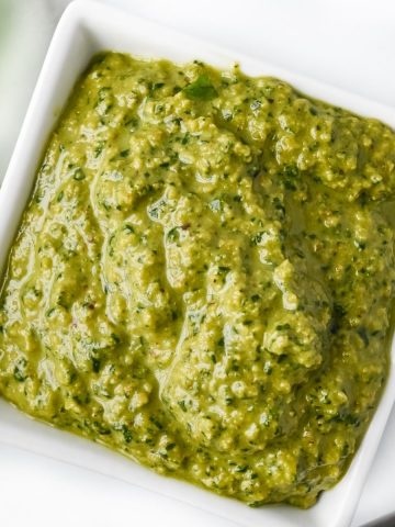 bowl of vegan pesto without pine nuts