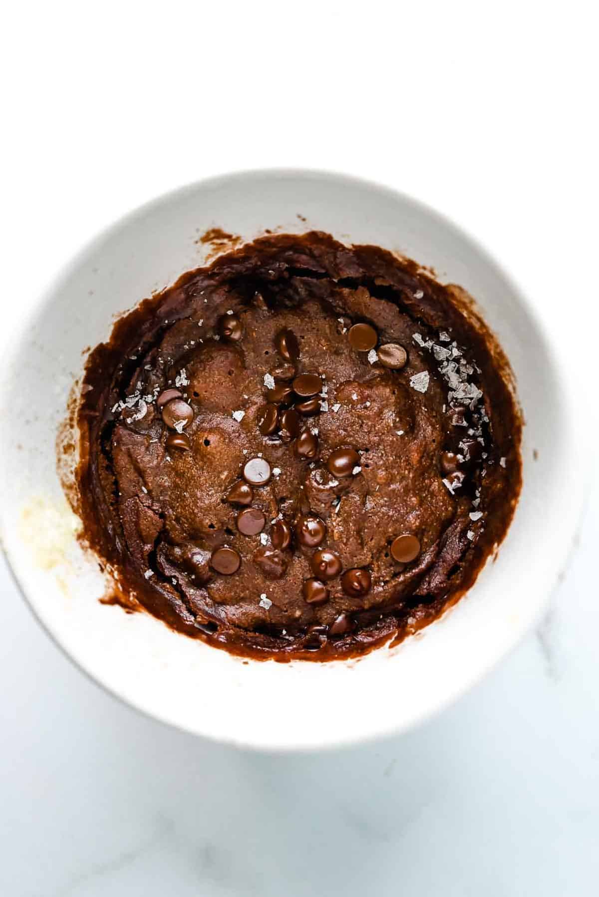 fudgy brownie in a mug