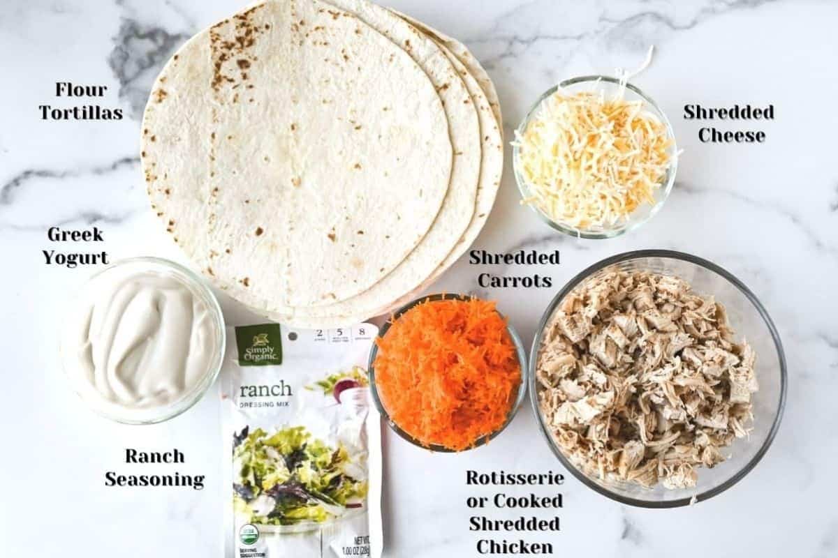 labeled ingredients on a white background.