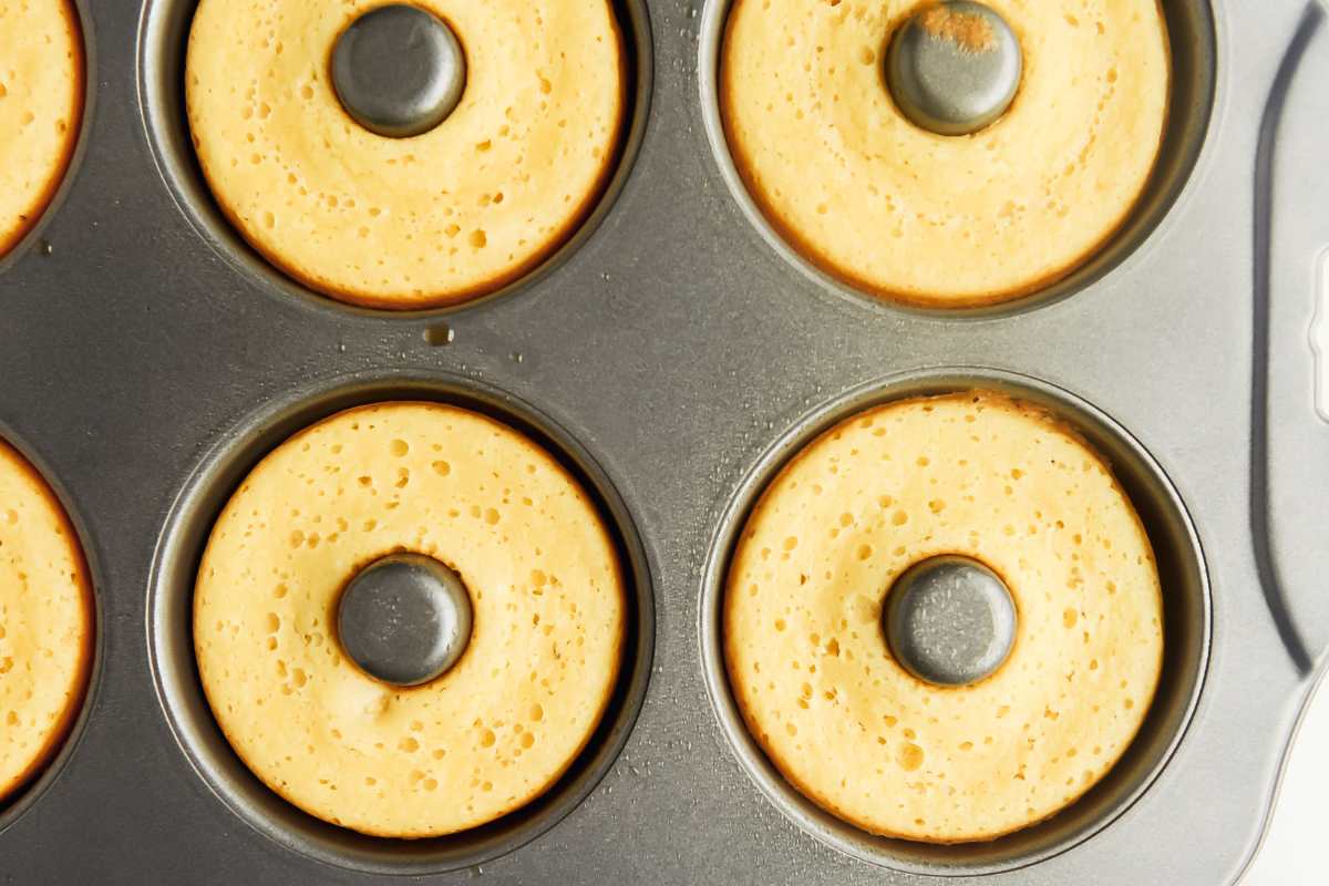 keto donuts cooked in a donut pan.
