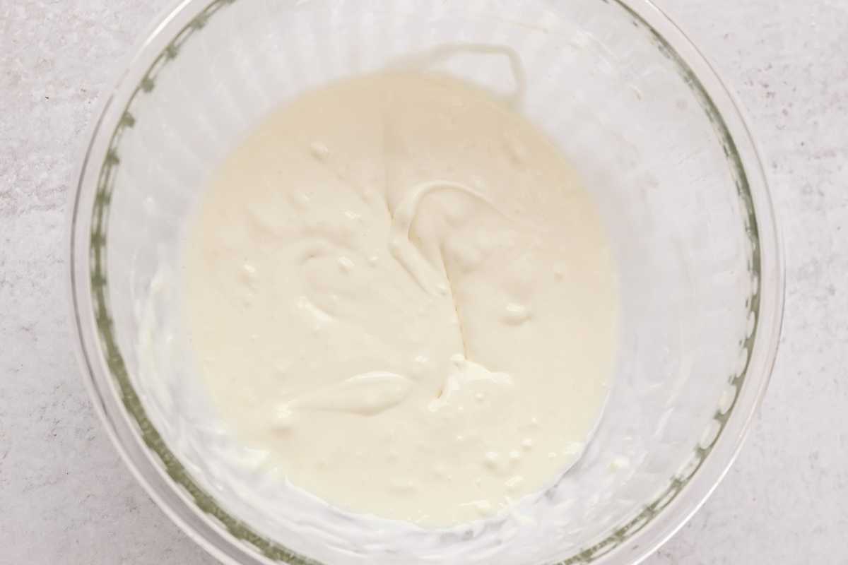 cream cheese frosting in a bowl.