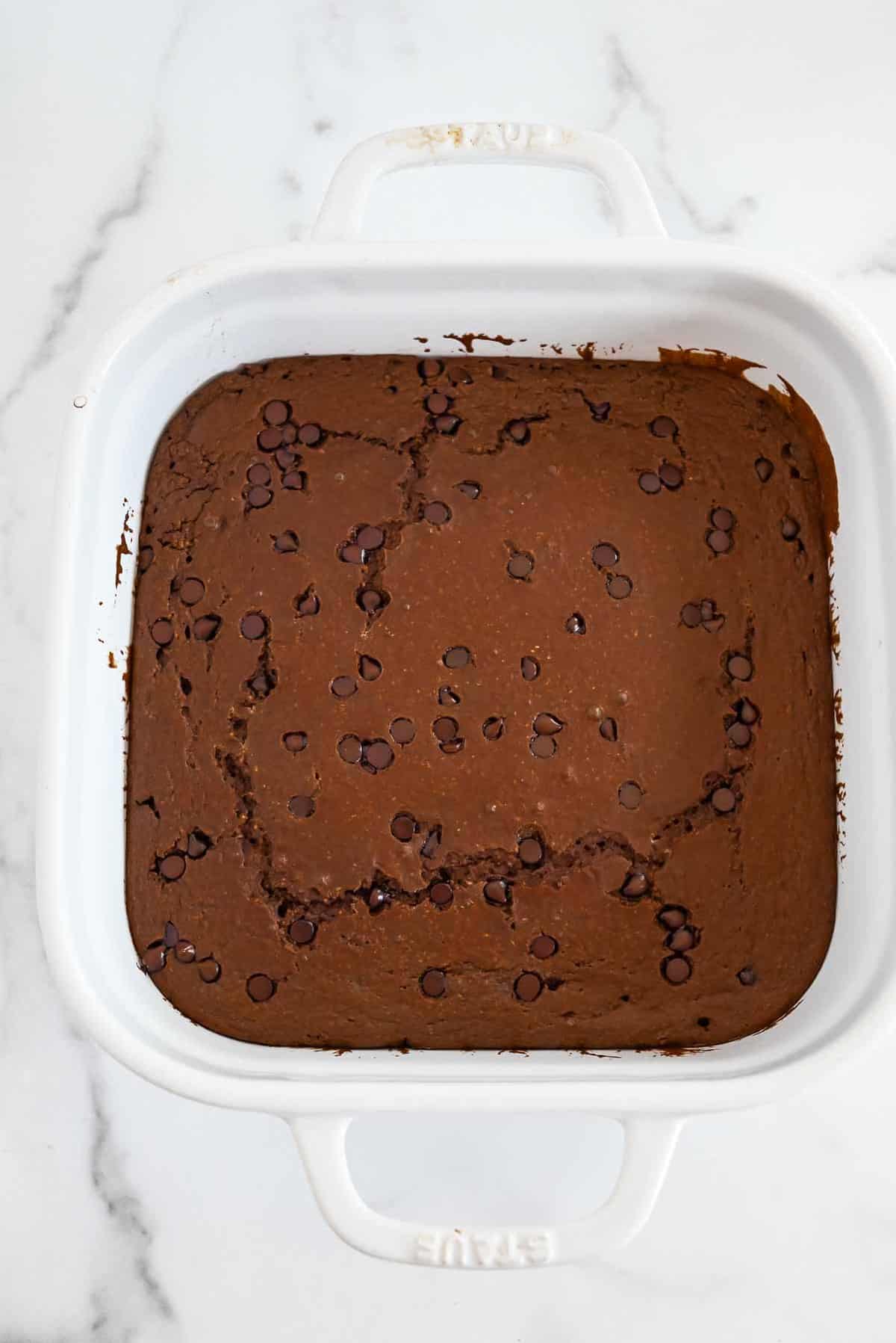 full pan of chocolate baked oats