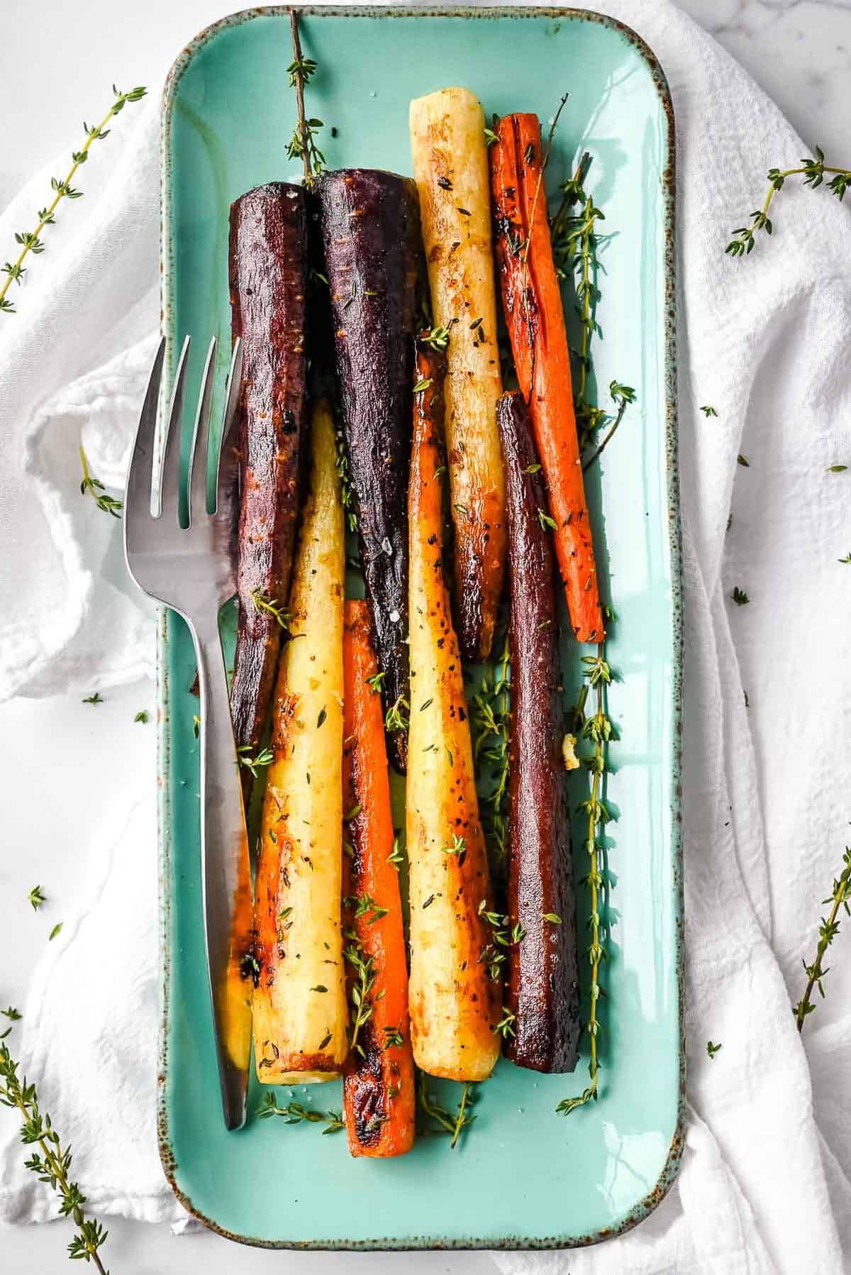 tray of colorful carrots