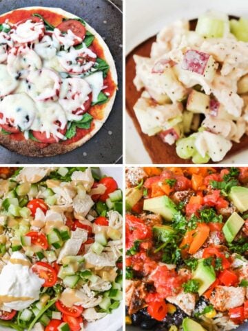 collage of four photos for unique lunch ideas for teens.