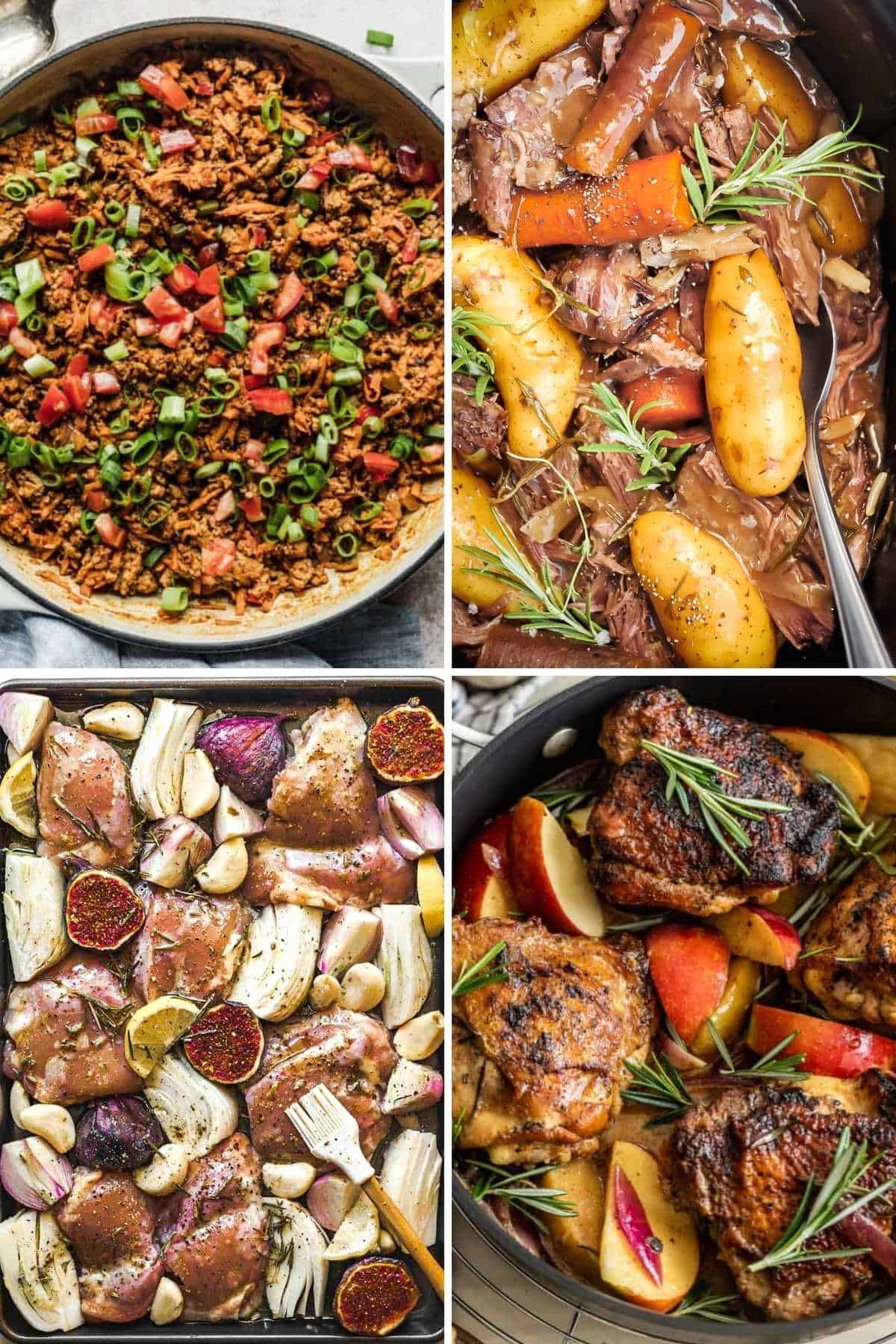 collage of fall dinner photos.