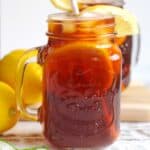 glass of iced tea with lemons.