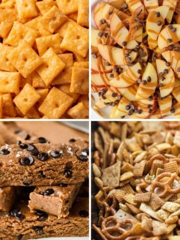 featured image showing a collage of healthy snack ideas for kids.