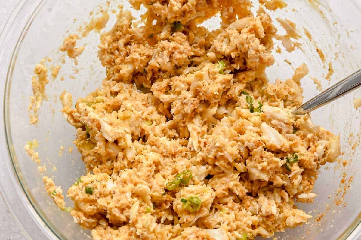 crab mixture in a bowl.