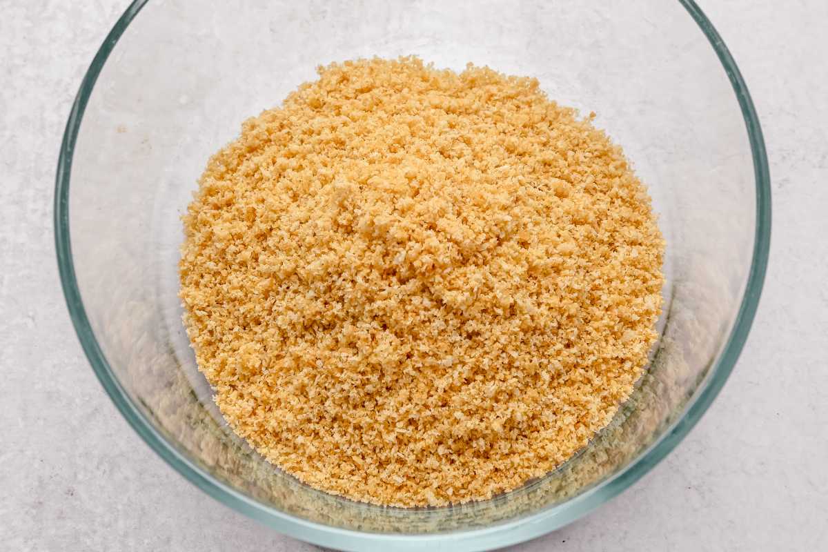 crushed up Ritz crackers in a bowl.