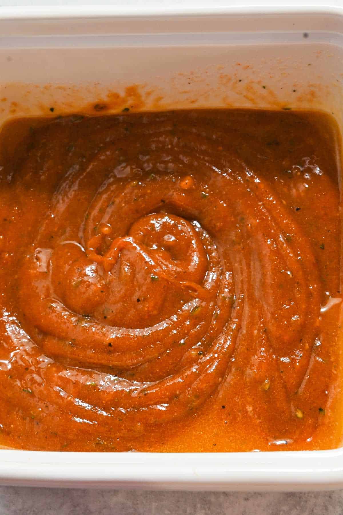up close shot of buffalo sauce.