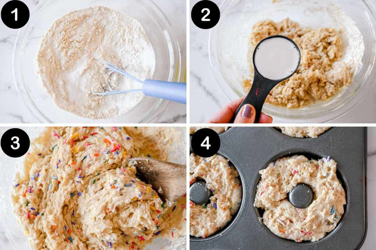 steps for making this funfetti donuts recipe.