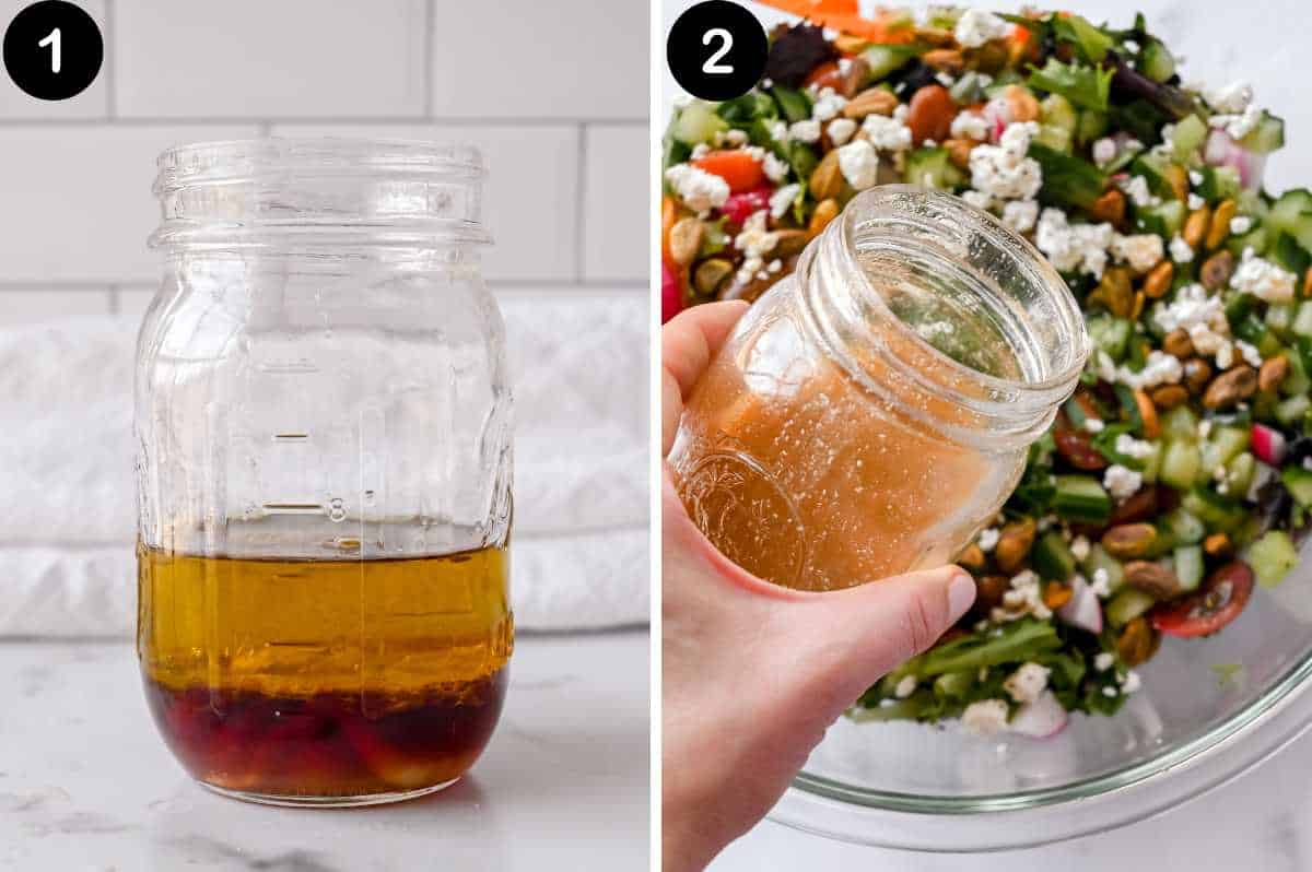 steps for making homemade red wine vinaigrette.