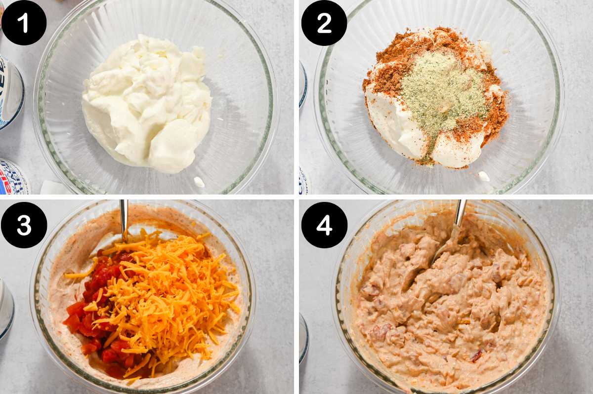 numbered steps for making pool dip.