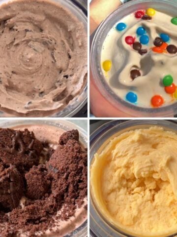 collage of four different healthy Ninja Creami protein ice cream recipes thumbnail image.
