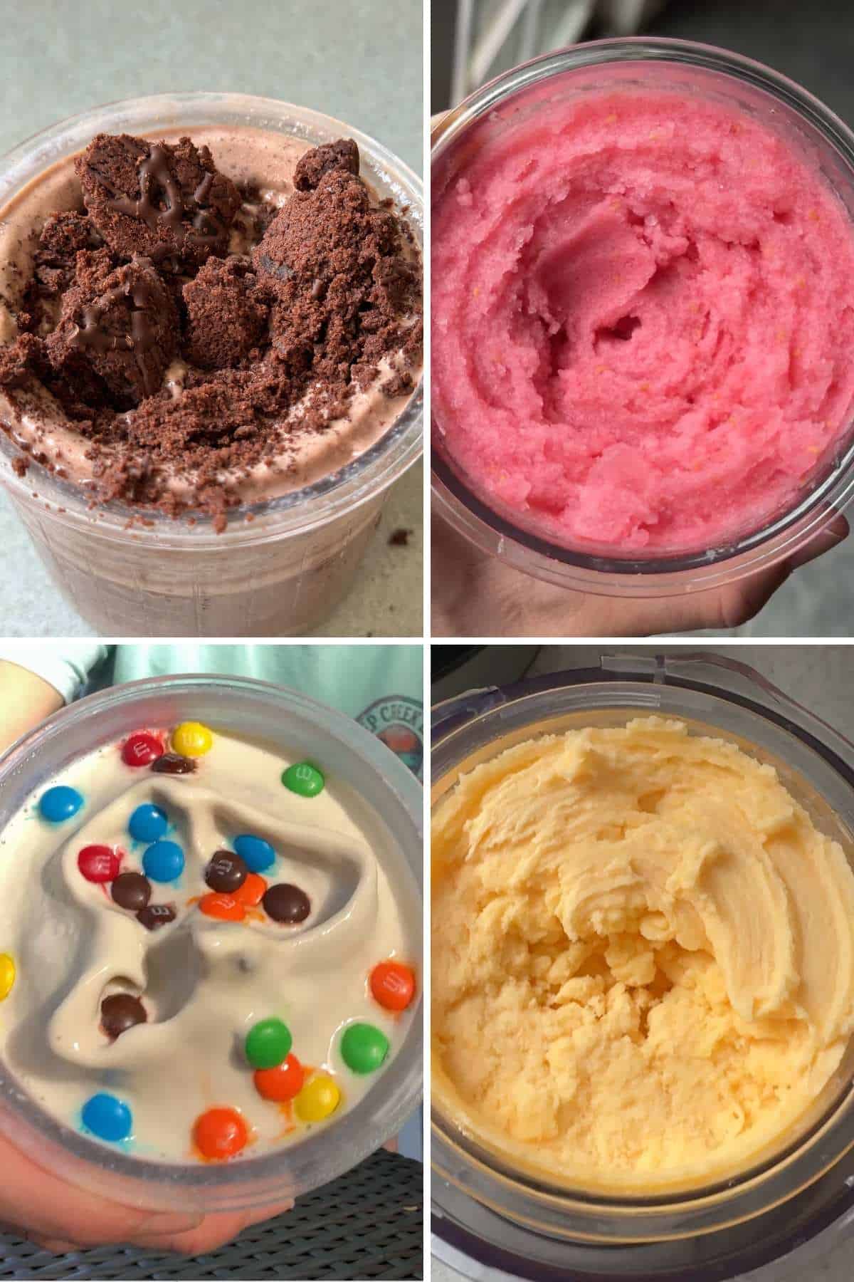 collage of four different healthy Ninja Creami protein ice cream recipes.