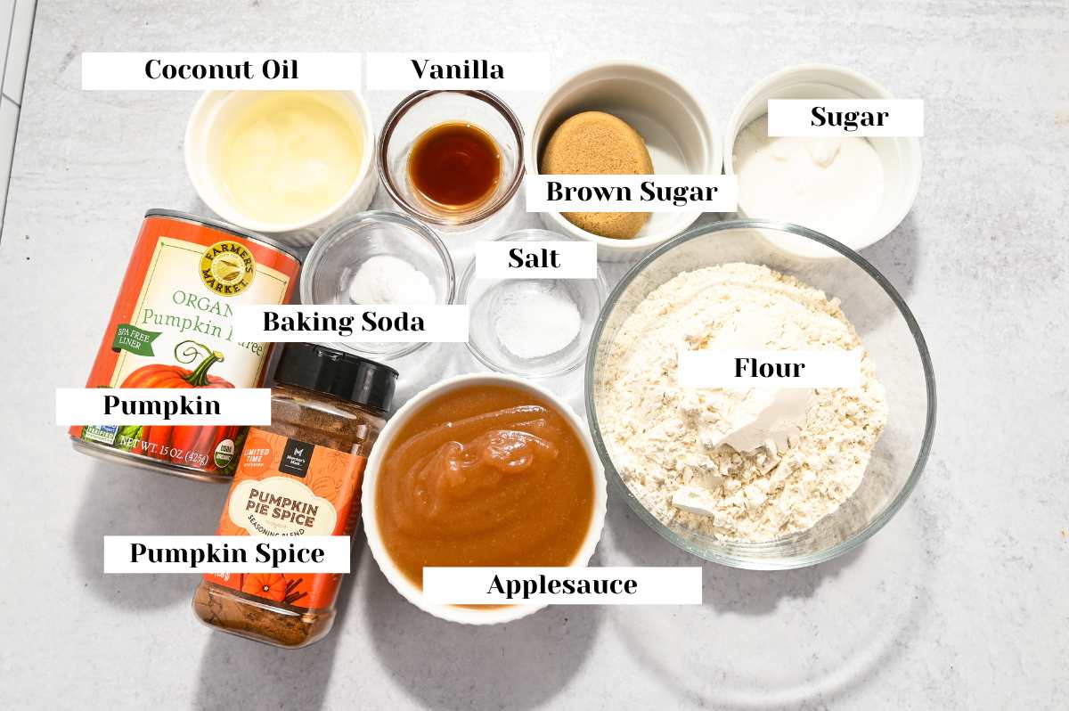 ingredients for making no egg pumpkin bread.