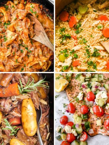 collage of Sunday dinner recipes.