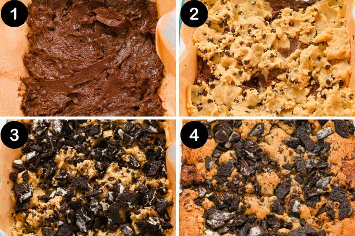 numbered steps for making oreo brookies.