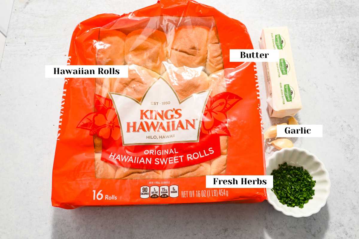 ingredients for making Hawaiian roll garlic bread.