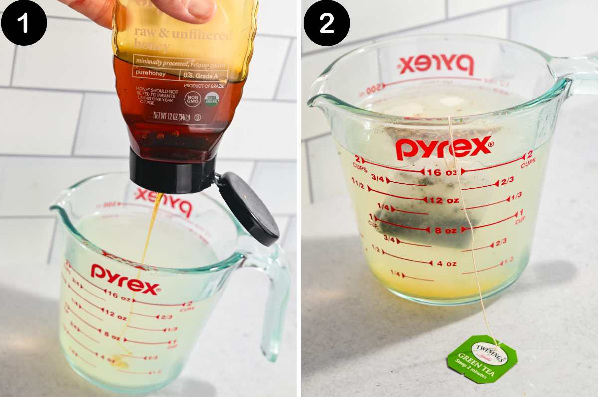 steps for making this Starbucks honey citrus mint tea recipe.