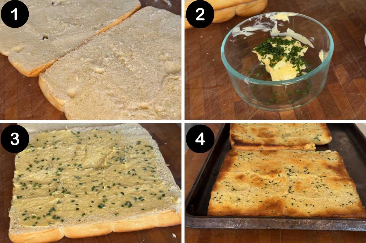 steps for making Hawaiian roll garlic bread.