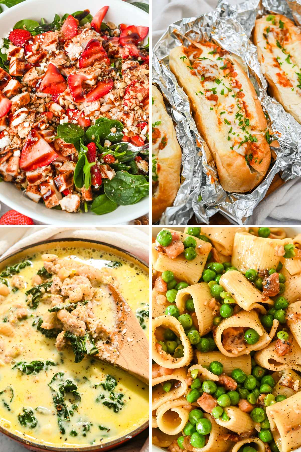 A collage of healthy meals to make in March.