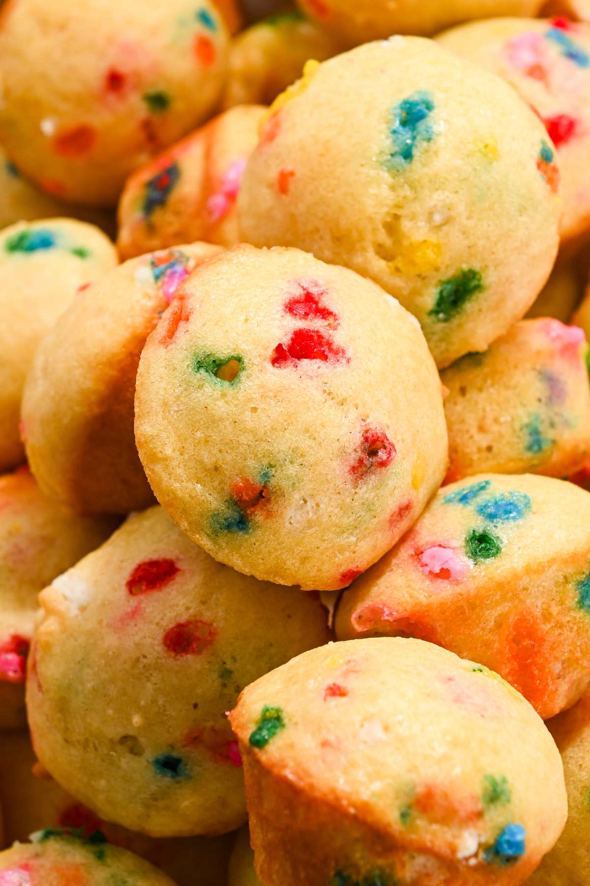 little bites party cake muffins in a pile.