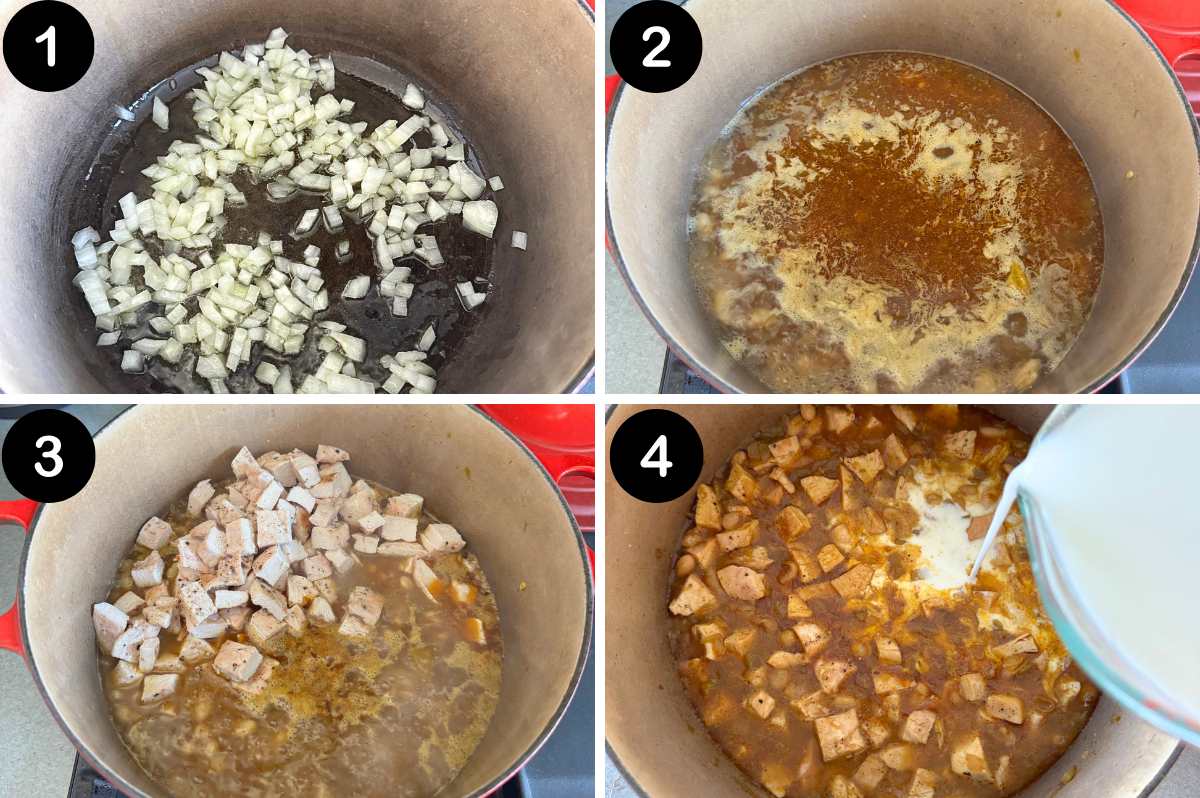 numbered steps for making white chicken chili.